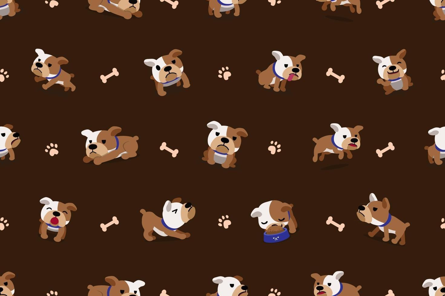 vector cartoon karakter bulldog naadloze patroon