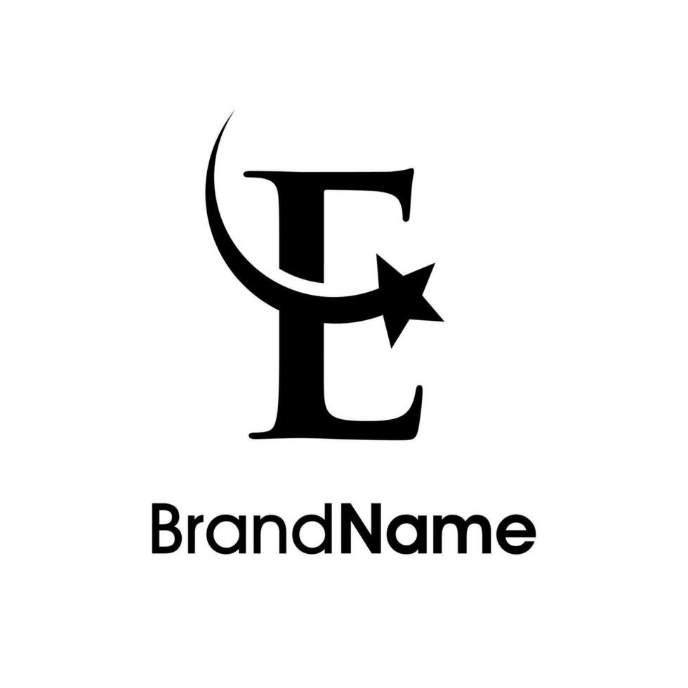 elegant eerste e ster logo vector