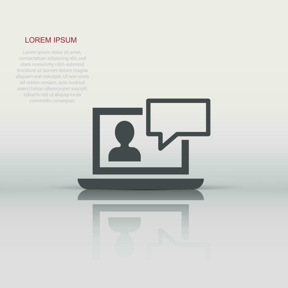 online opleiding werkwijze icoon in vlak stijl. webinar congres vector illustratie Aan wit geïsoleerd achtergrond. e-learning bedrijf concept.