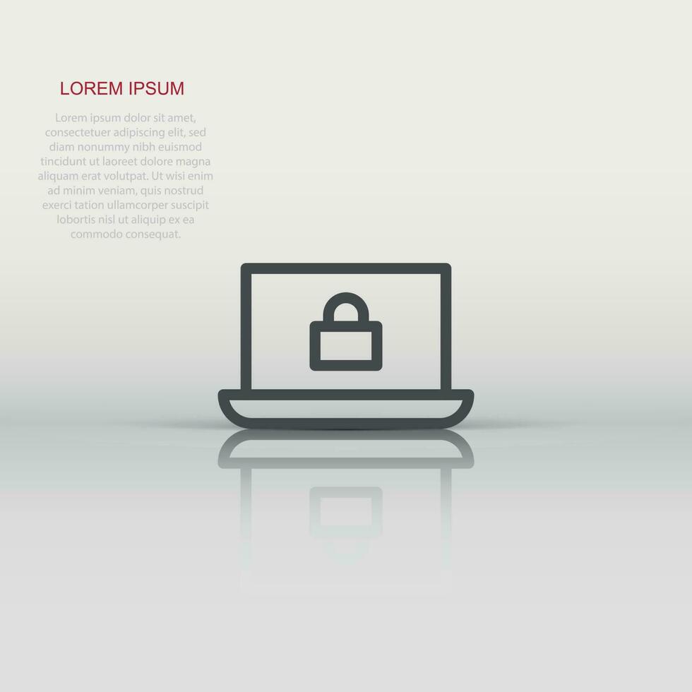 cyber veiligheid icoon in vlak stijl. hangslot op slot vector illustratie Aan wit geïsoleerd achtergrond. laptop bedrijf concept.