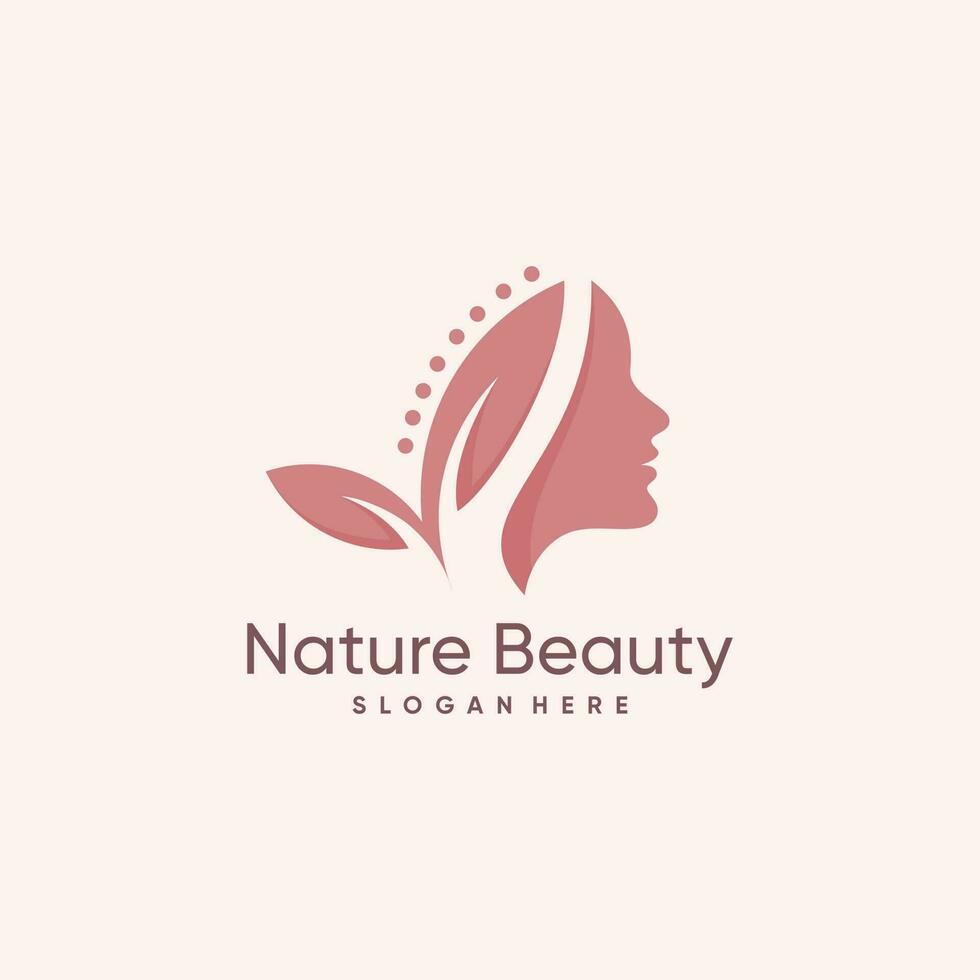 natuur schoonheid vrouw logo vector ontwerp met modern concept