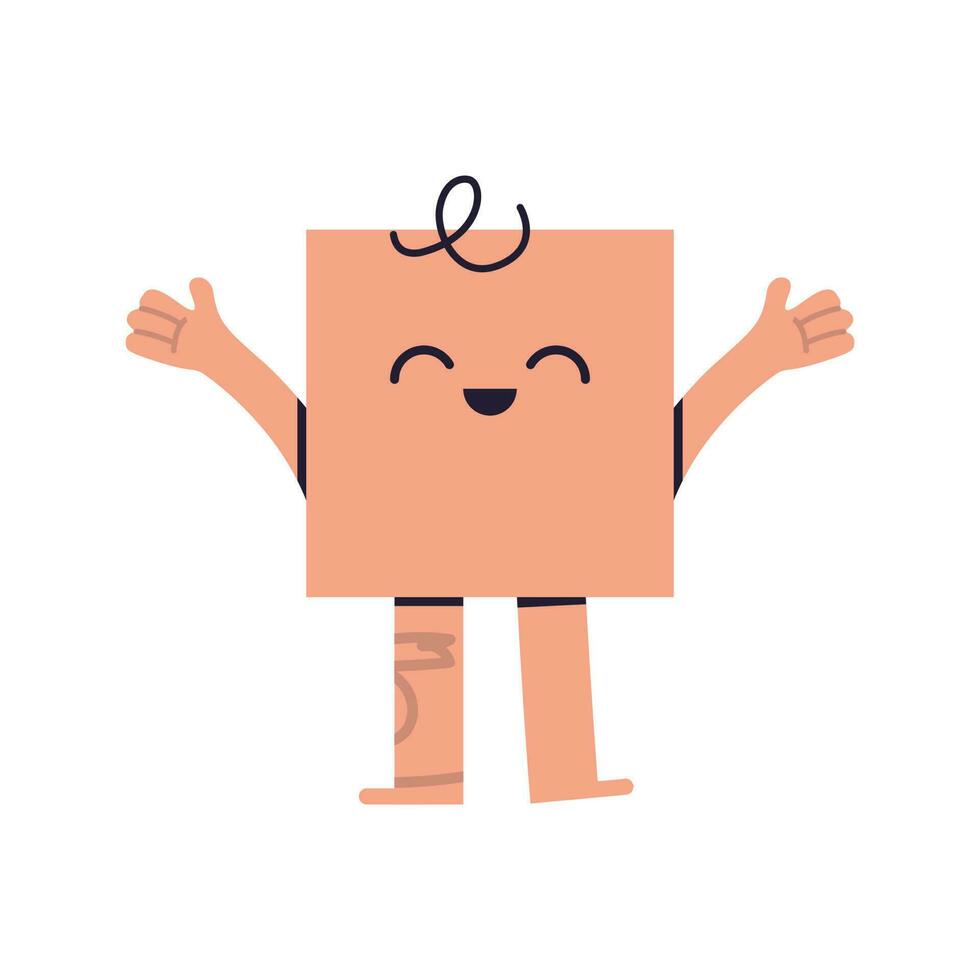 meetkundig figuur met gezicht emotie en verschillend vorm geven aan, hand- getrokken modieus schattig grappig karakter helder eenvoudig vlak vector illustratie.