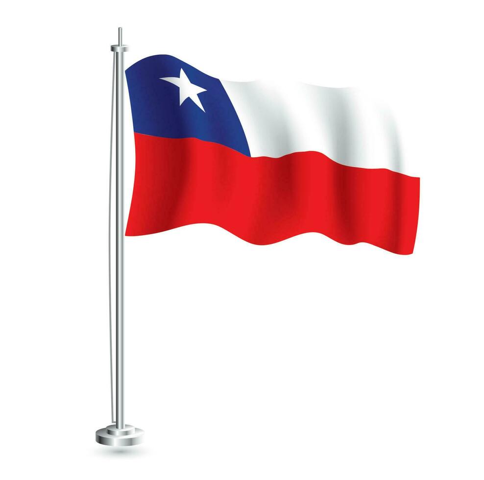 chileens vlag. geïsoleerd realistisch Golf vlag van Chili land Aan vlaggenmast. vector