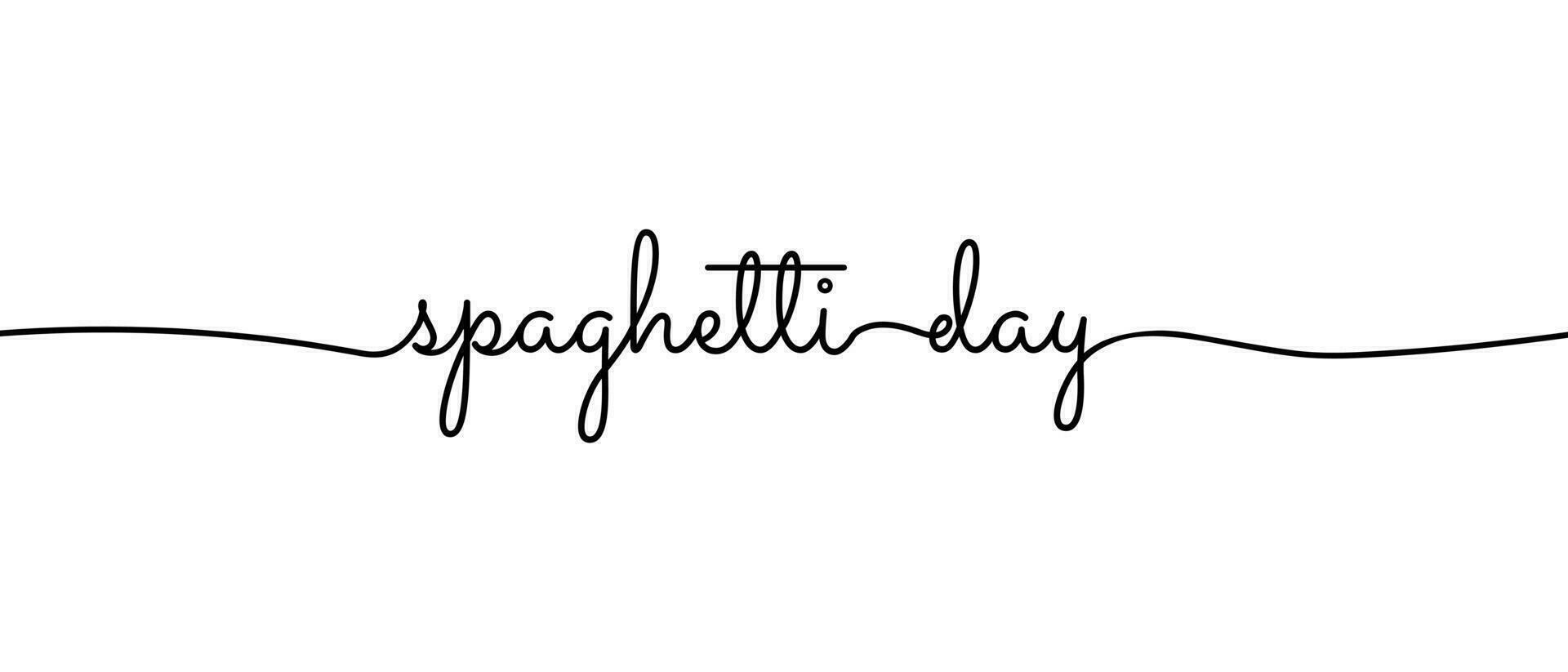 spaghetti dag monoline belettering geïsoleerd Aan wit achtergrond. bewerkbare vector illustratie. eps 10.