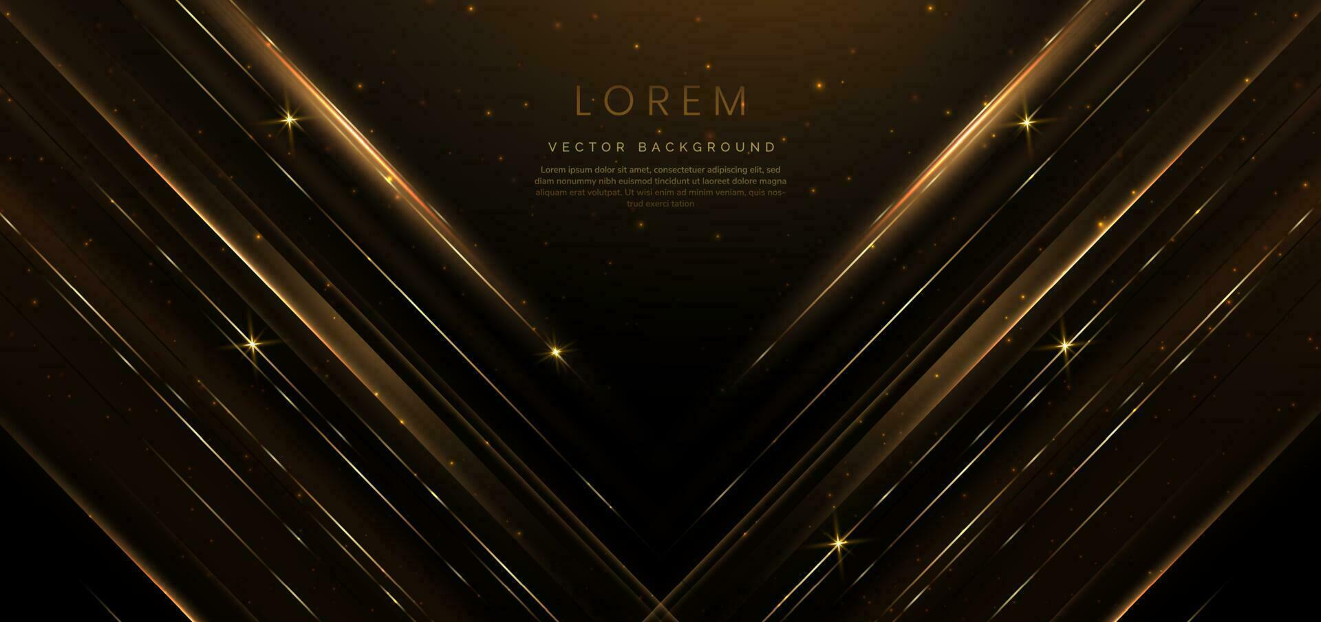 abstract luxe gouden verlichting effect gloeiend Aan donker bruin achtergrond en fonkeling. sjabloon premie prijs ceremonie ontwerp. vector