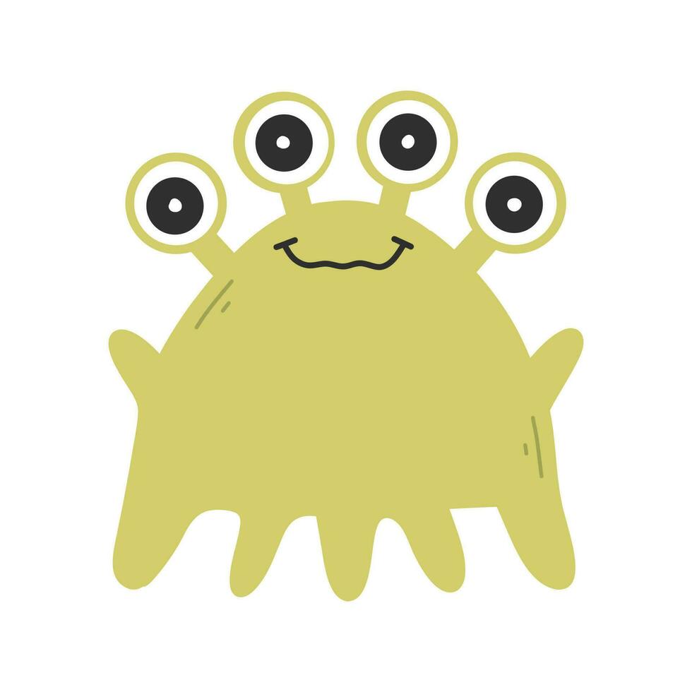 schattig monster in vlak stijl. hand- getrokken baby monster. vector illustratie. kinderen monster geïsoleerd Aan wit achtergrond.