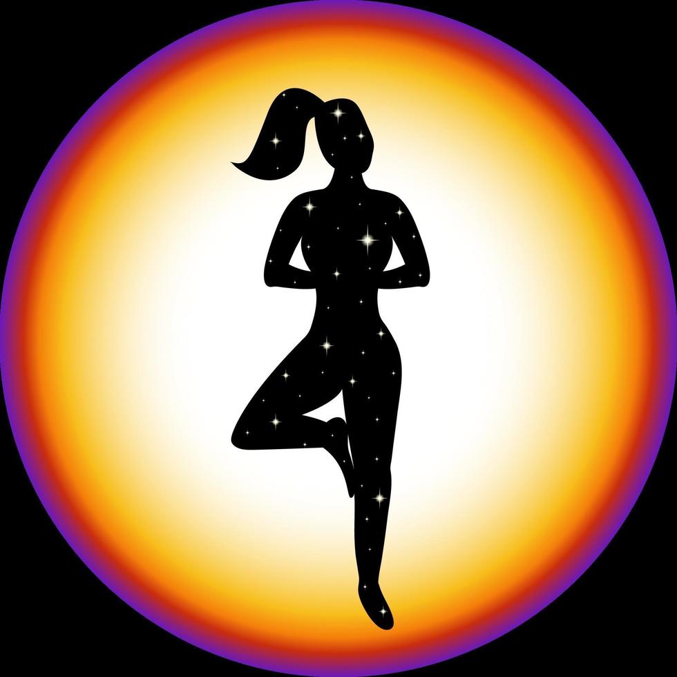 yoga pose staande boom vrikshasana vrouwelijke silhouet vectorillustratie vector