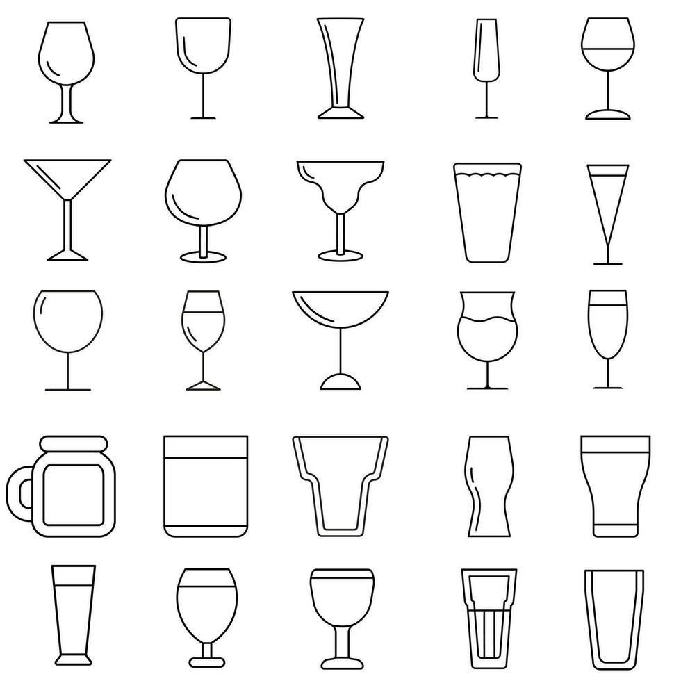 wijnglas icoon vector set. alcohol drinken illustratie teken verzameling. beker symbool. bar logo.