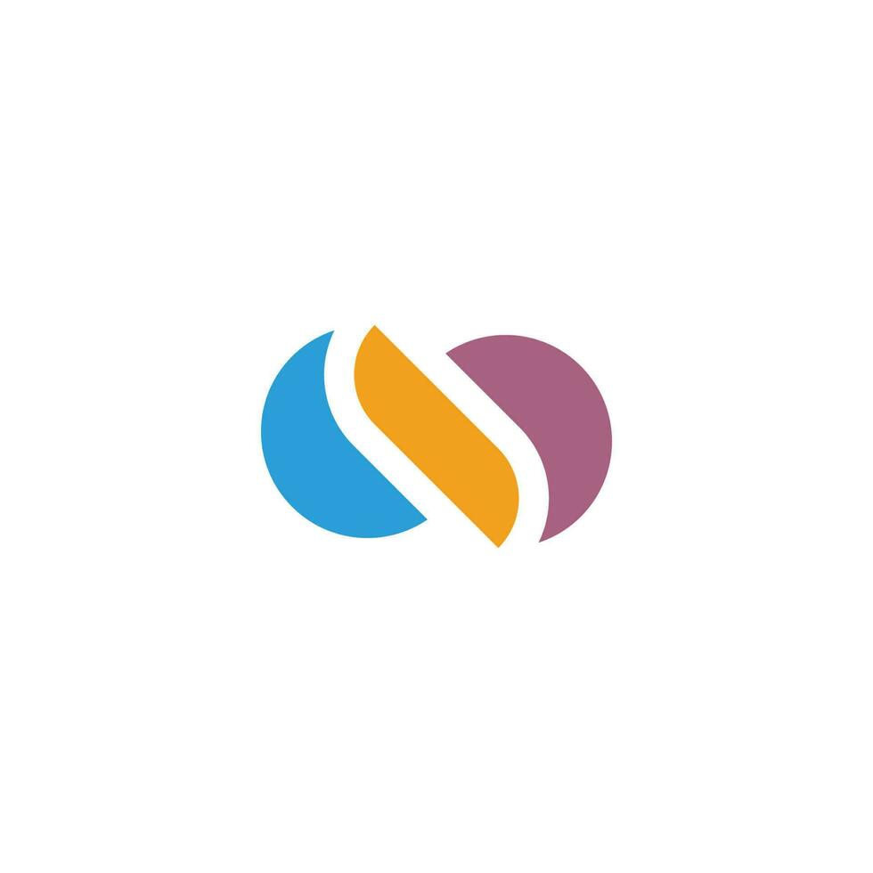 abstract gekoppeld cirkel curves kleurrijk logo vector