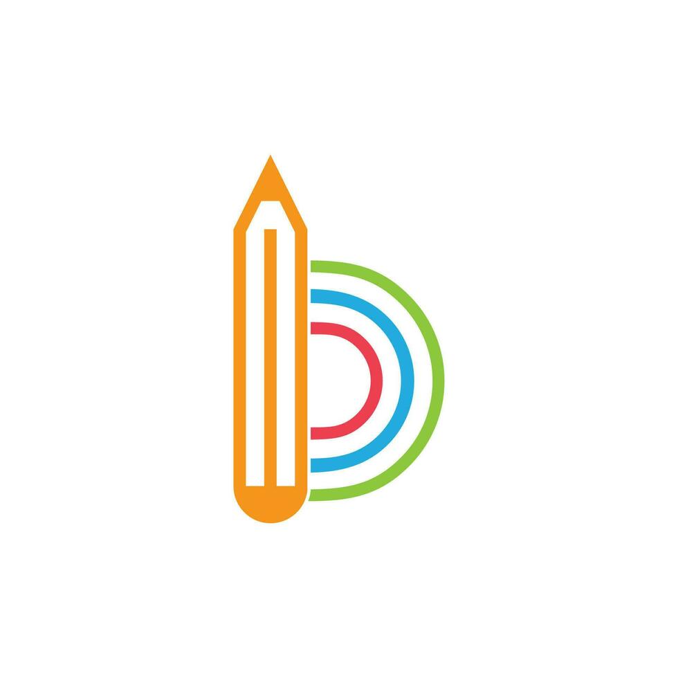 brief b kleurrijk potlood creatief symbool vector