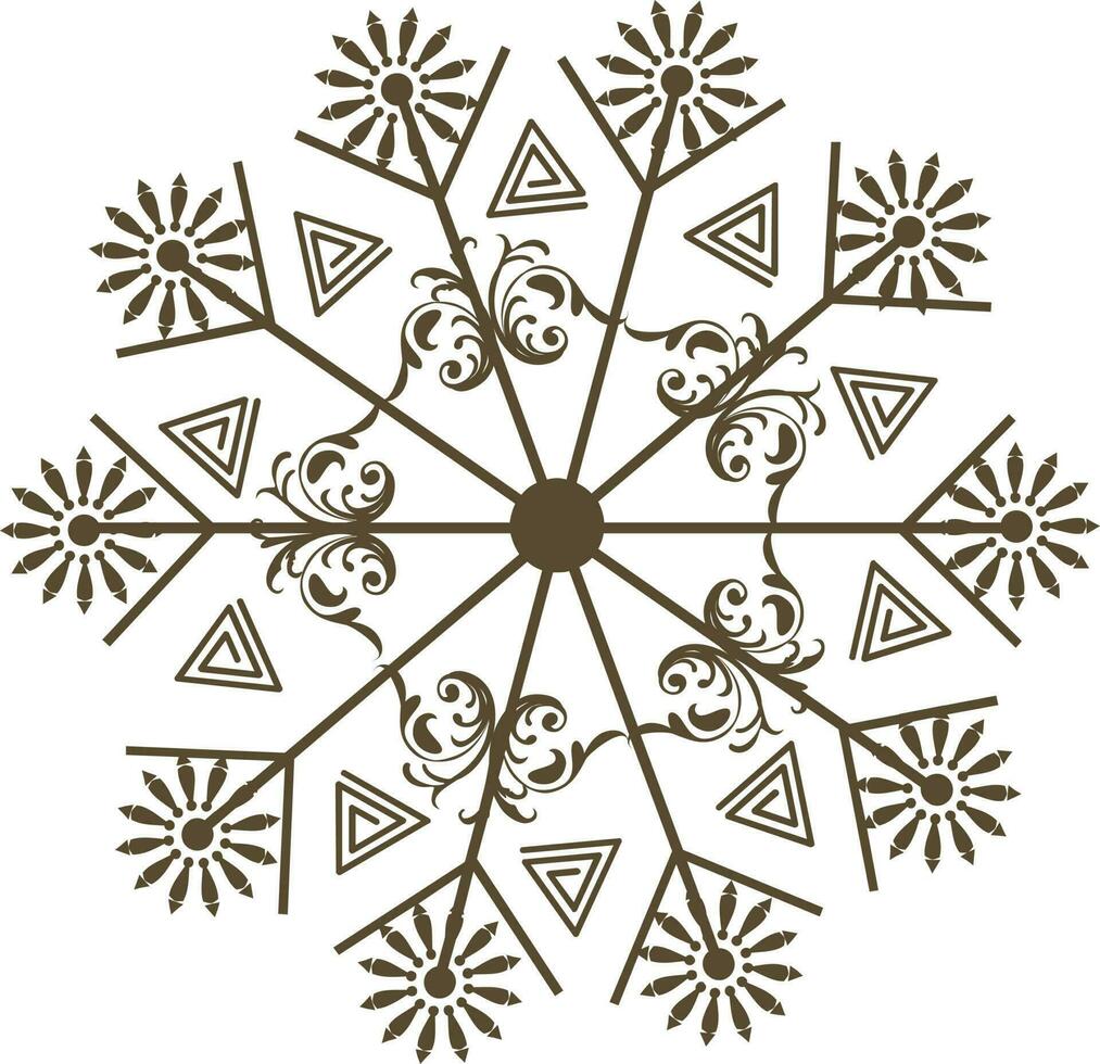 bloemen ontwerp versierd bruin sneeuwvlok. vector