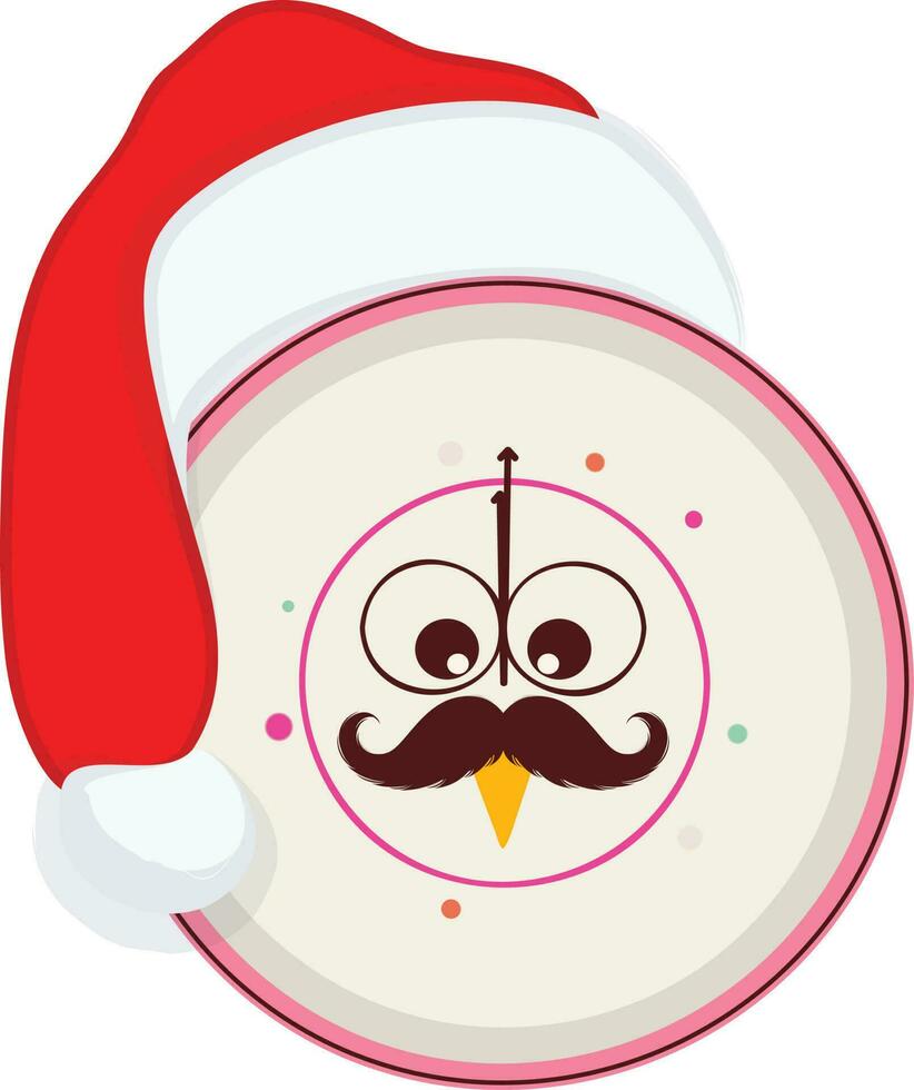 karakter van kleurrijk alarm klok met Kerstmis hoed. vector