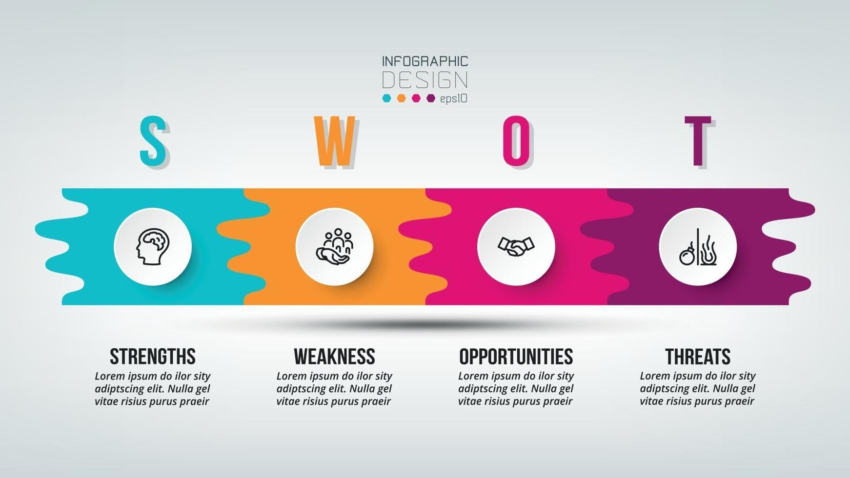 swot-analyse zakelijke of marketing infographic sjabloon vector