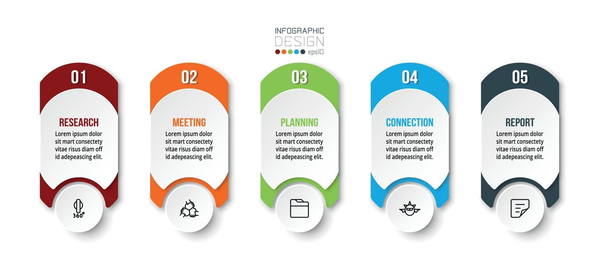 infographic bedrijfssjabloon met 5 stappen of optieontwerp vector