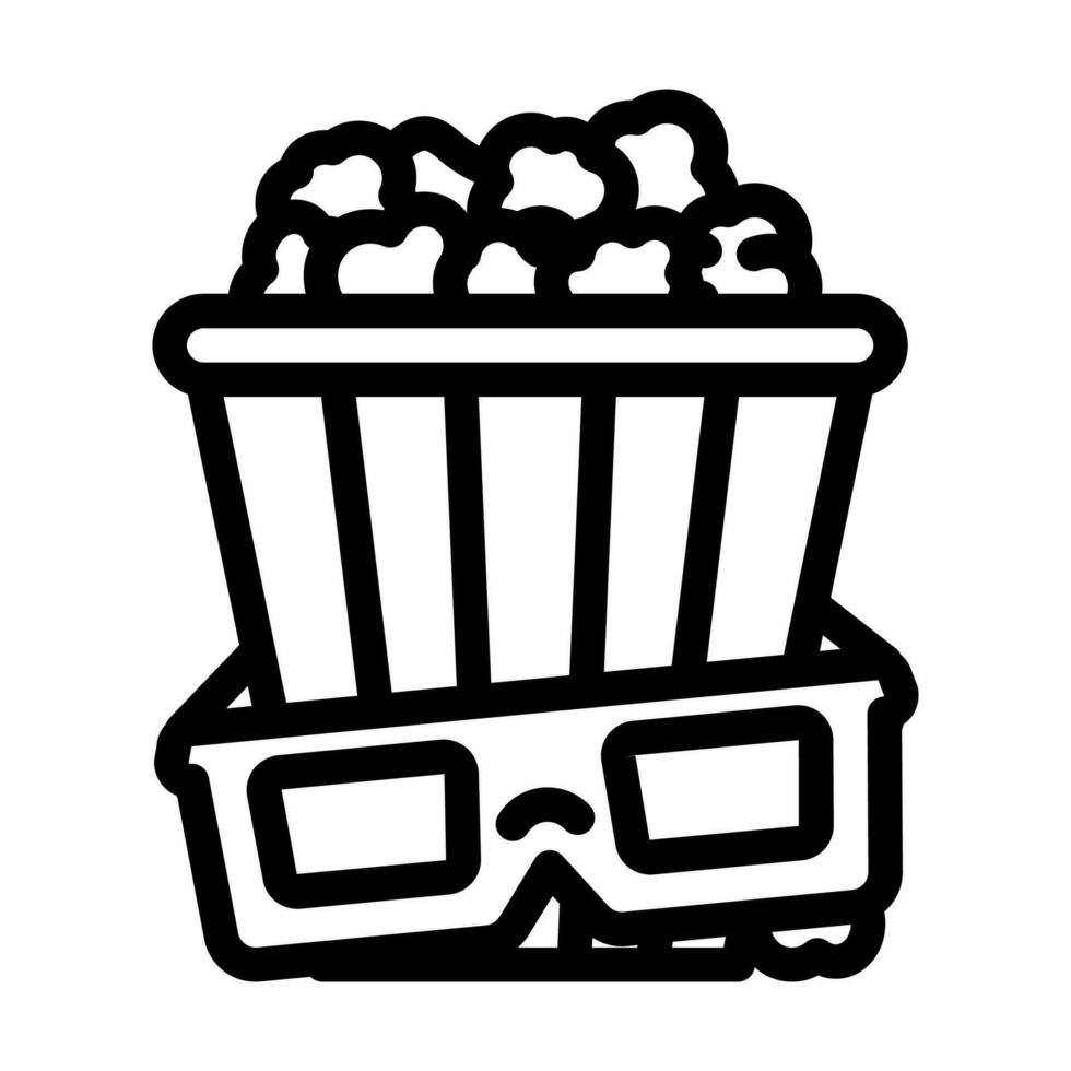 popcorn 3d bioscoop bril lijn icoon vector illustratie