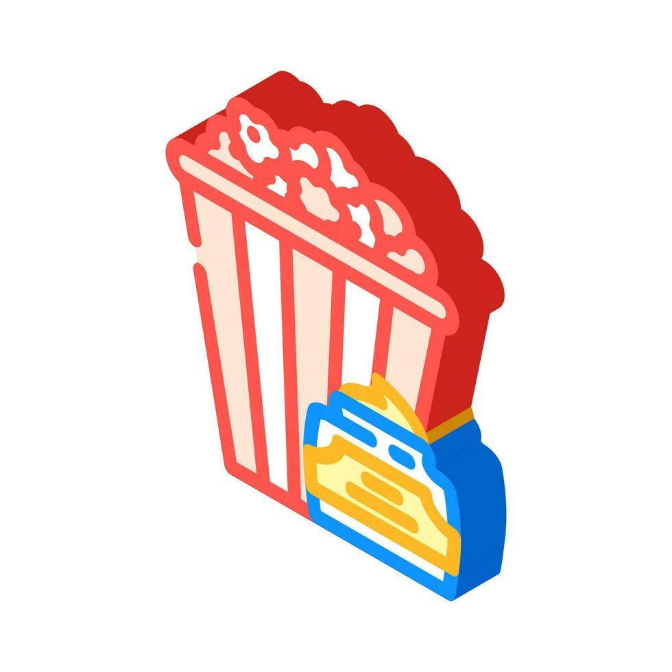 karamel popcorn voedsel isometrische icoon vector illustratie