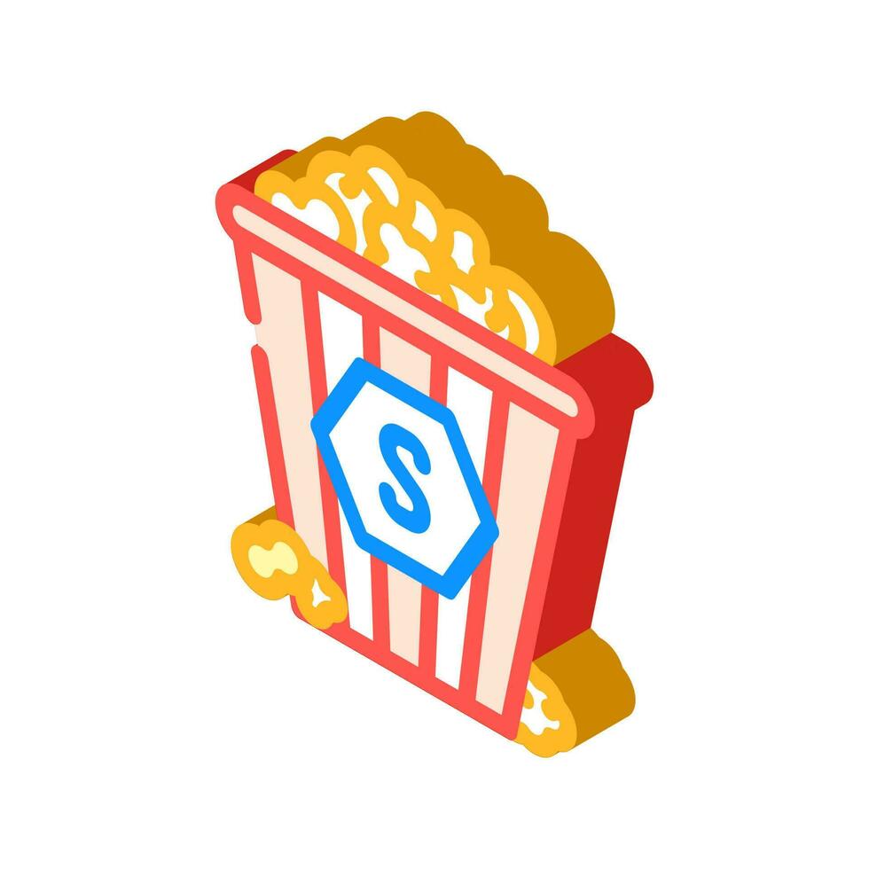 klassiek zout popcorn voedsel isometrische icoon vector illustratie