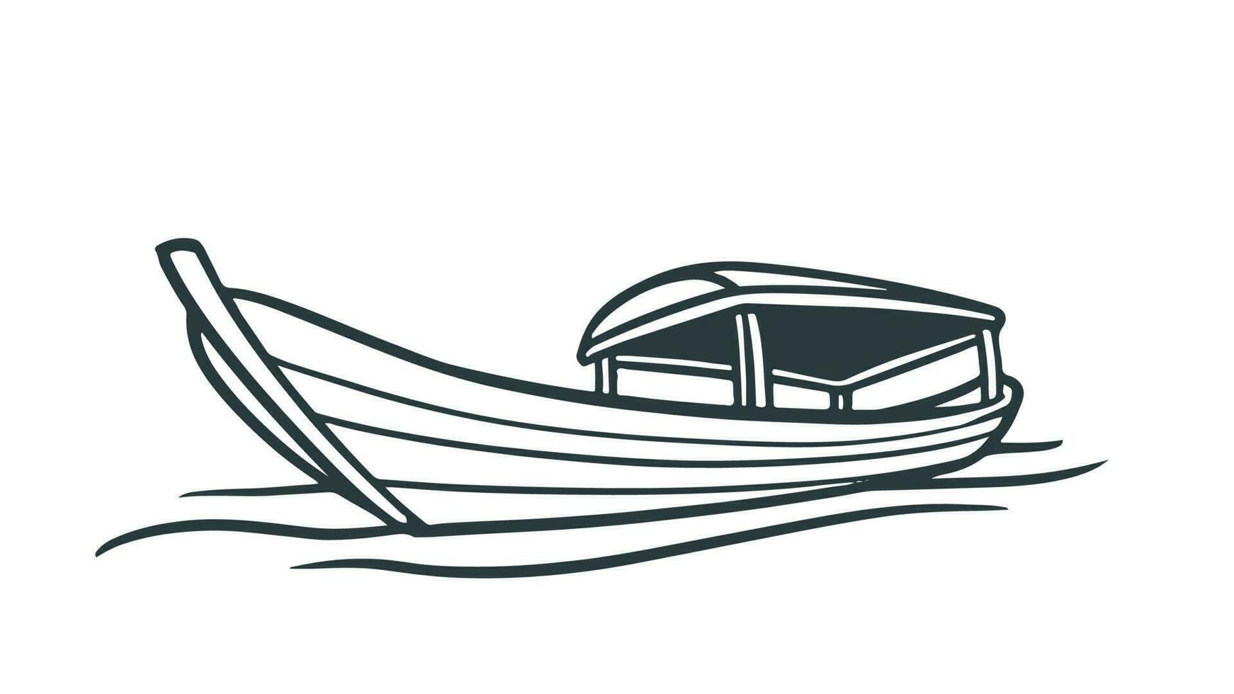 traditioneel Thais boot tekening. vervoer reizen door zee en visvangst vector