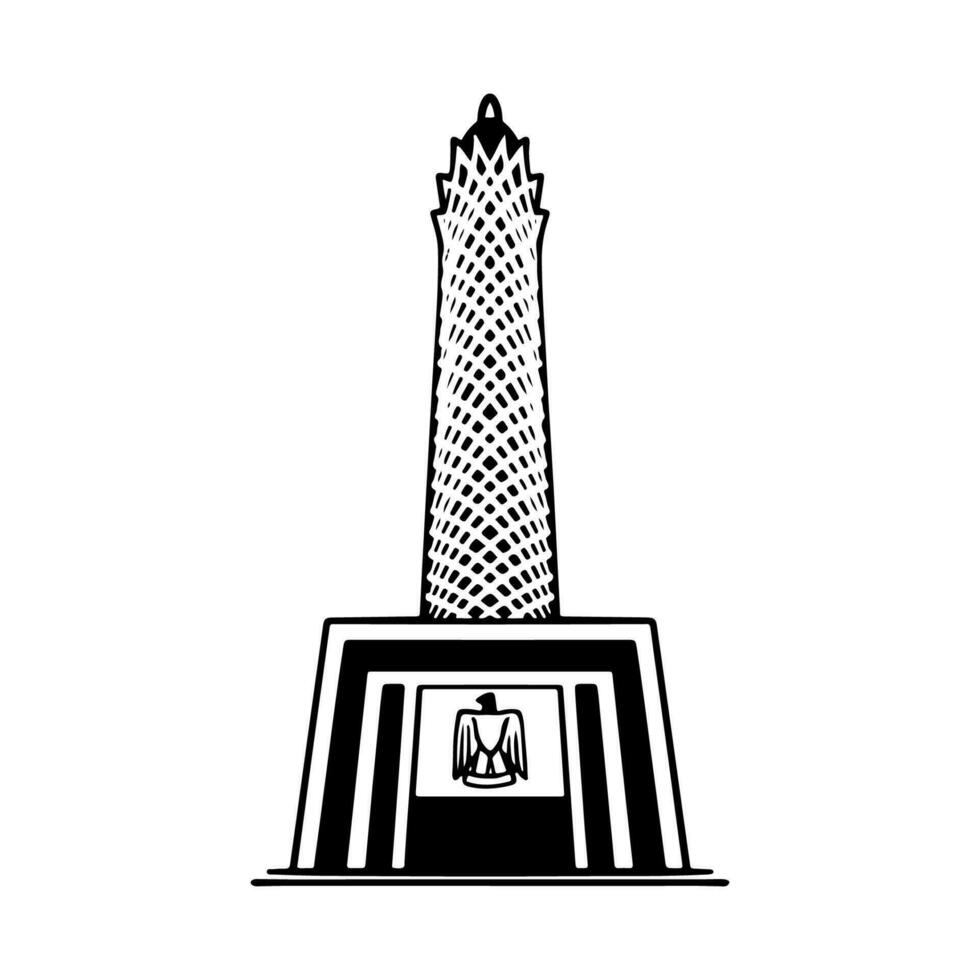 Egypte toren hand- tekening illustratie schetsen historisch gebouw. vector