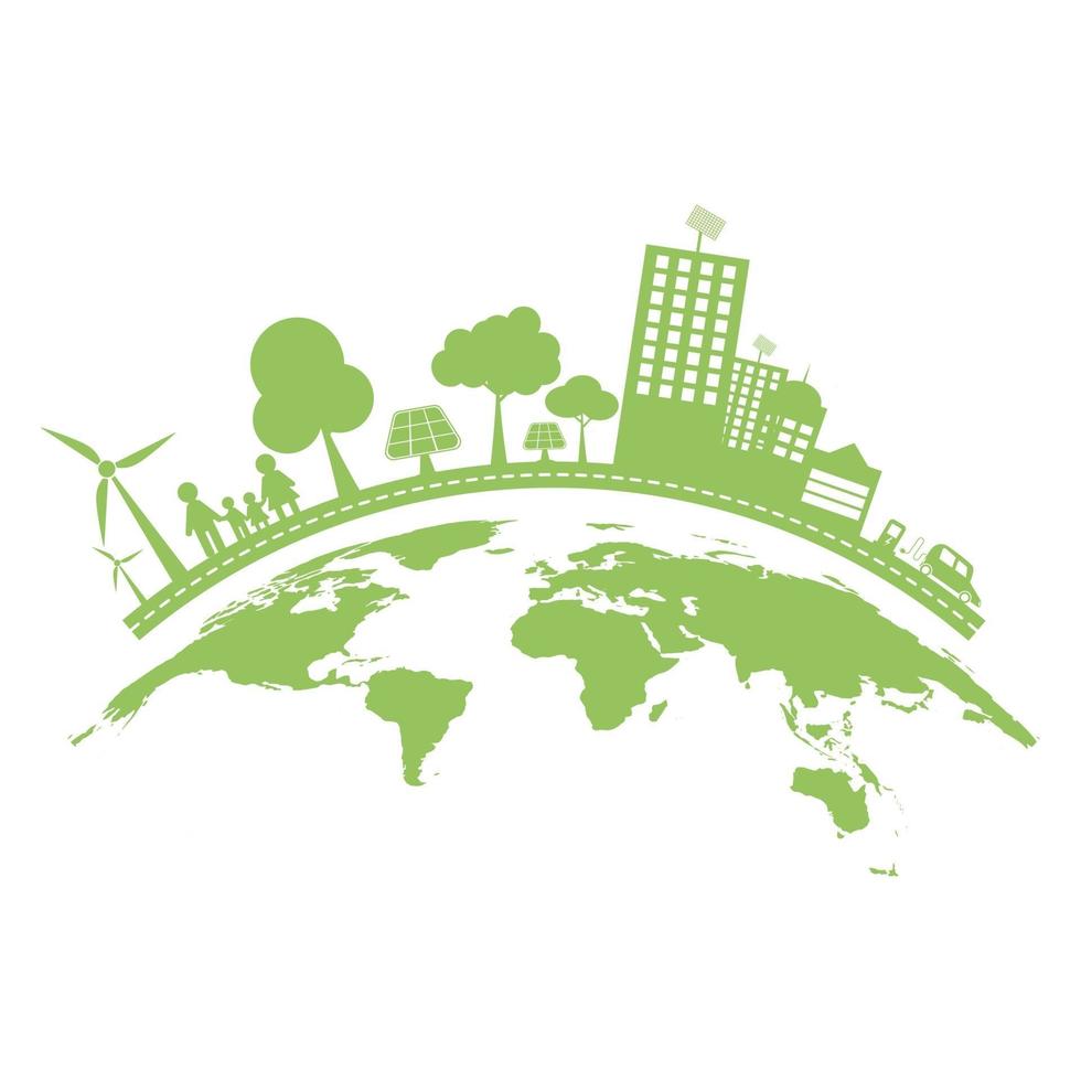 groene steden helpen de wereld met milieuvriendelijke conceptideeën vector