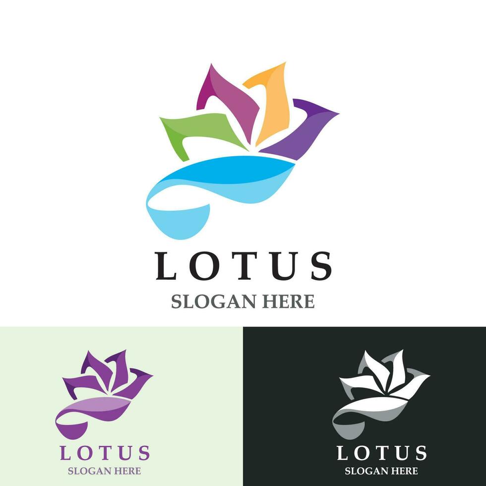 bloemen lotus lijn kunst schoonheid gemakkelijk en modern logo sjabloon vector element