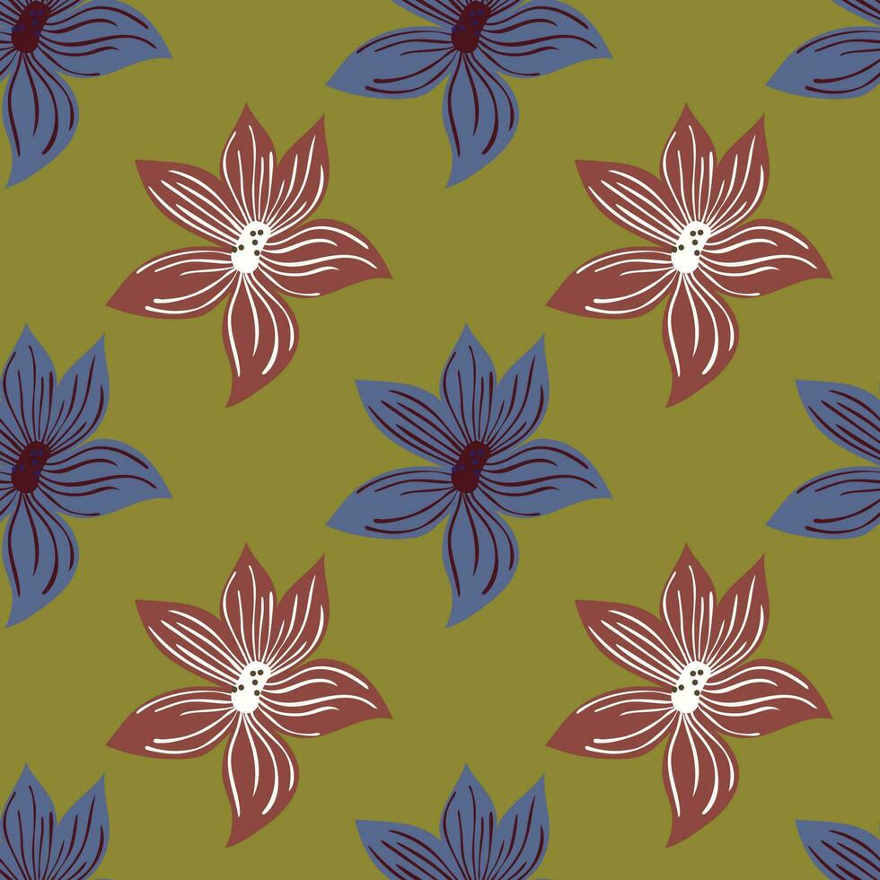 schattig gestileerde knop bloemen achtergrond. abstract bloem naadloos patroon in gemakkelijk stijl. vector