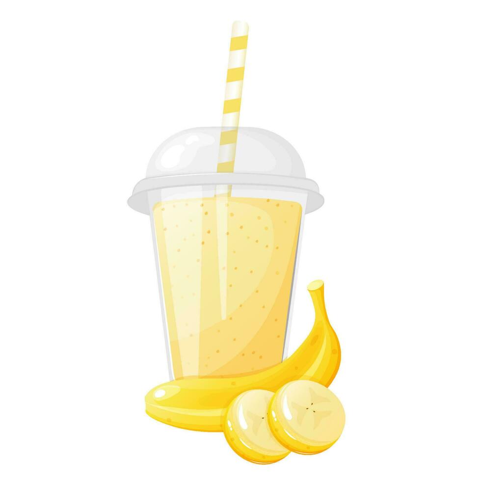 milkshake, smoothies versierd met banaan. wit achtergrond geïsoleerd. vector