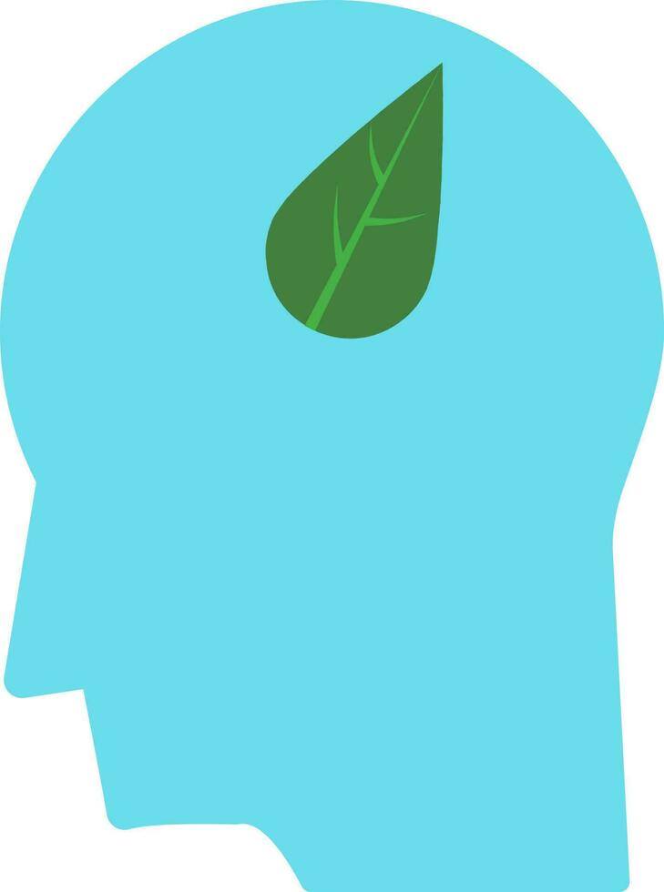 groen blad in blauw menselijk brein. vector