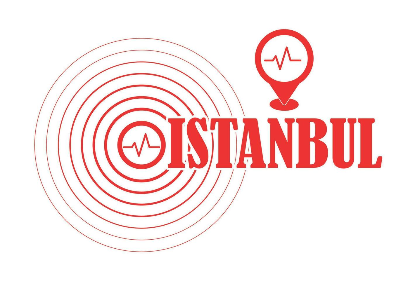 aardbeving icoon ontwerp, seismisch werkzaamheid met de opschrift Istanbul Aan een wit achtergrond in rood kleuren. vector illustratie.