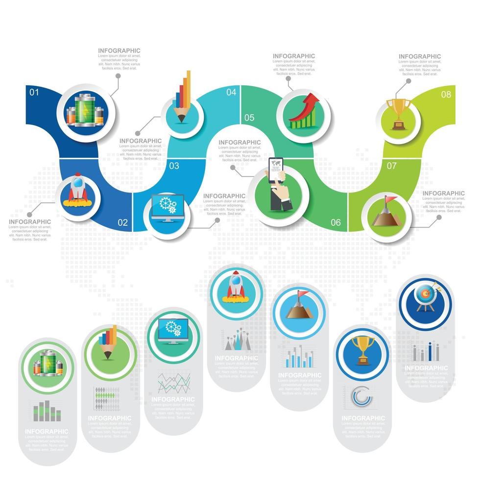 stap en tijdlijn infographic sjablonen voor zakelijke vector illustratie processchema