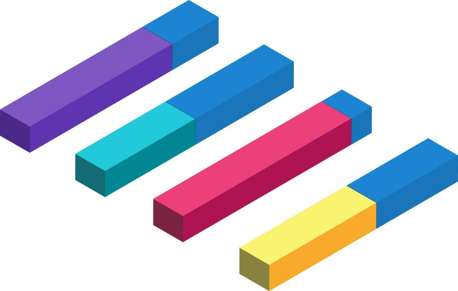 3d overlappende bar diagram in verschillend kleur. vector