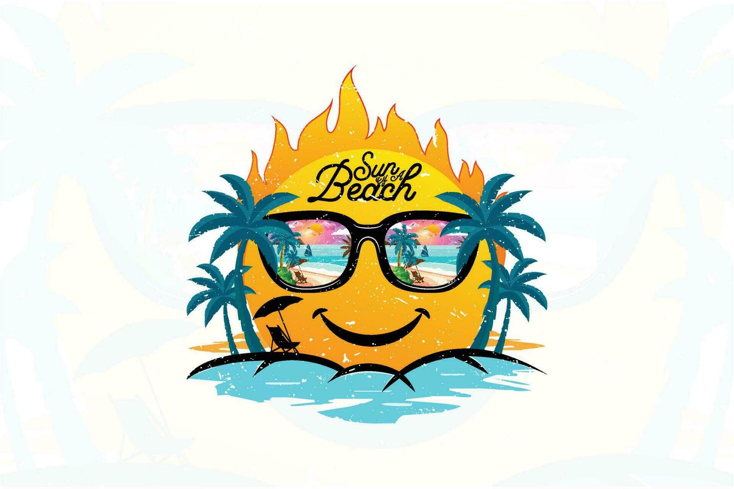 zon van een strand zomer t overhemd ontwerp vector