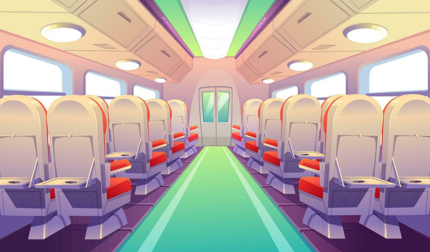 leeg bus, trein of vliegtuig interieur met stoelen vector