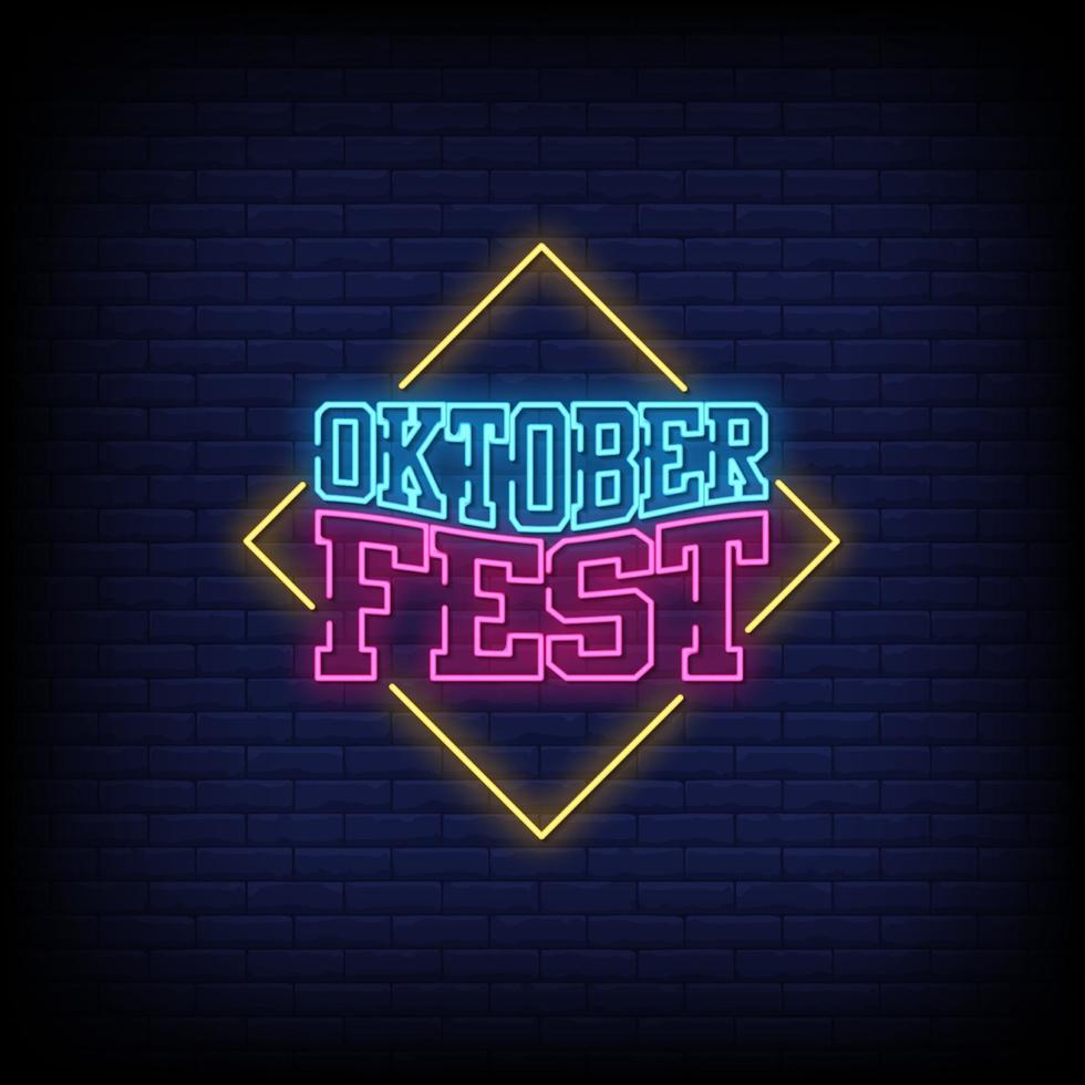 oktober festival neonreclames stijl tekst vector