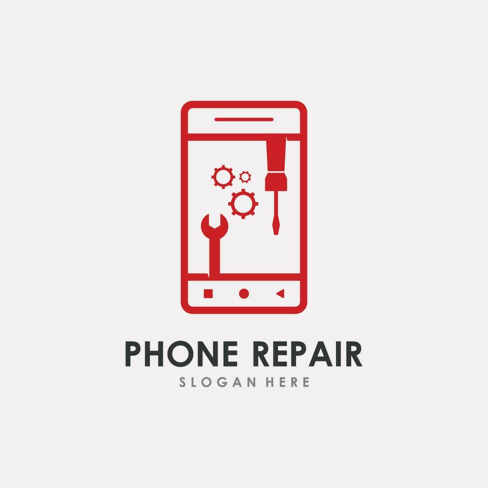 telefoon reparatie onderhoud logo sjabloon vector