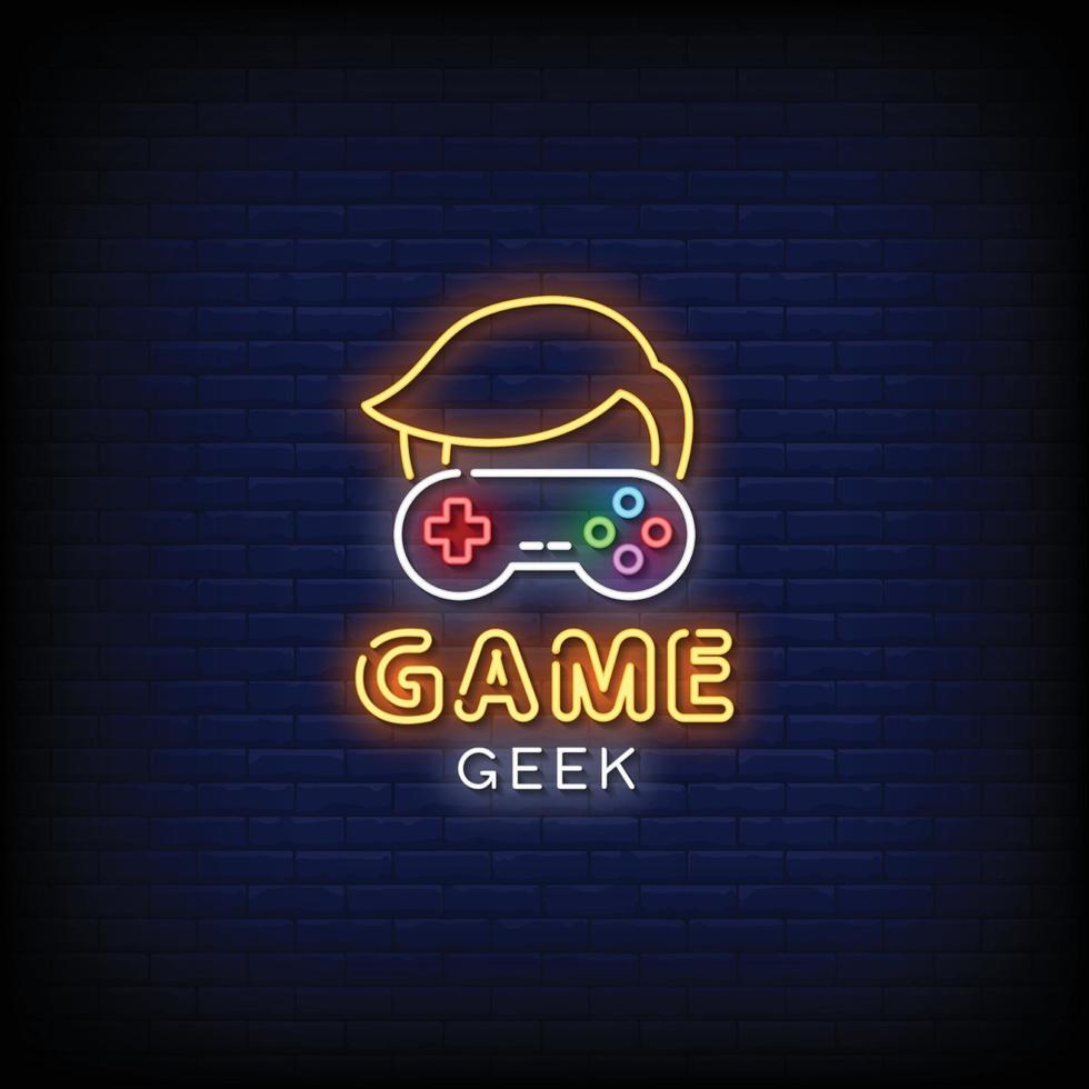 game geek logo neonreclames stijl tekst vector