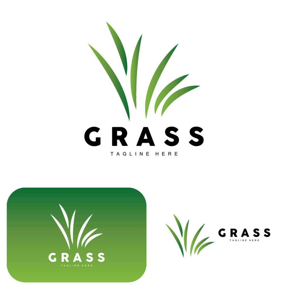 groen gras logo ontwerp, boerderij landschap illustratie, natuurlijk landschap vector