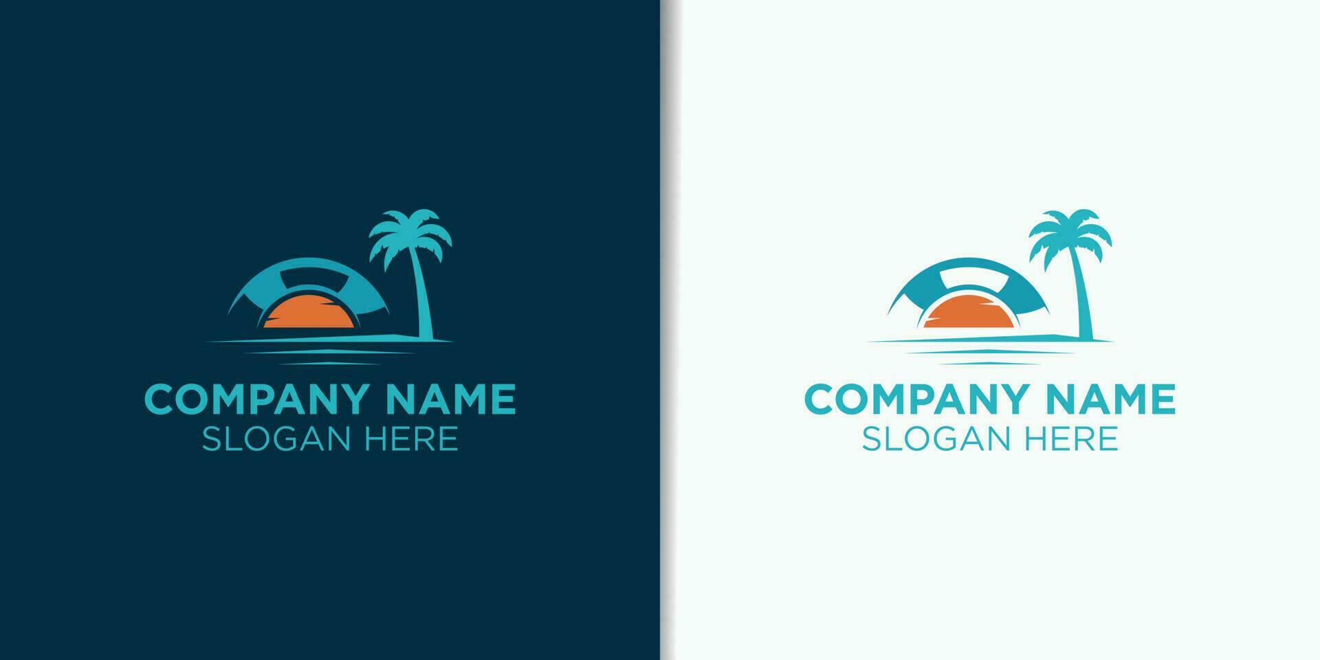 zomer wijnoogst logo ontwerp vector, vakantie retro ontwerp, reizen logo identiteit vector