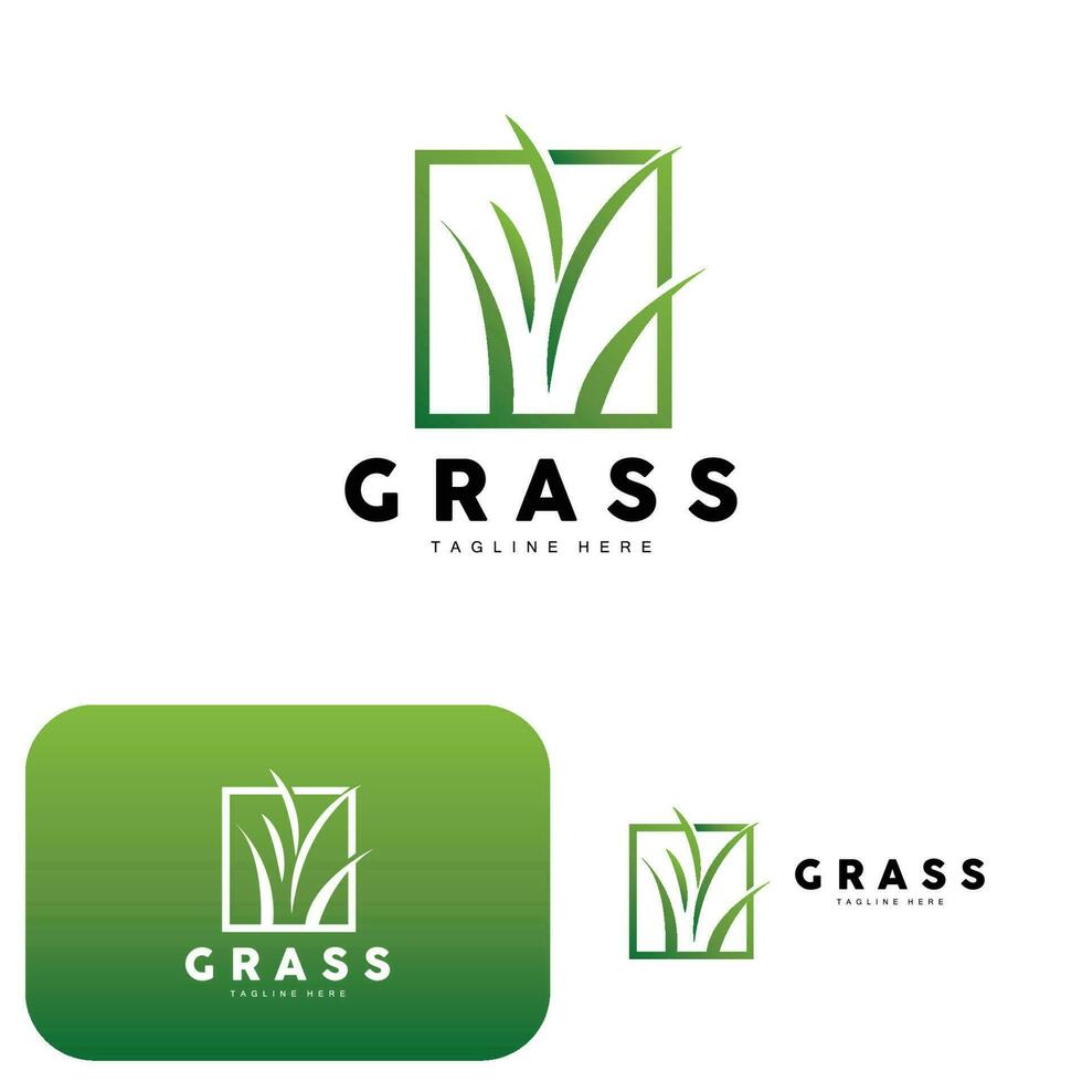 groen gras logo ontwerp, boerderij landschap illustratie, natuurlijk landschap vector