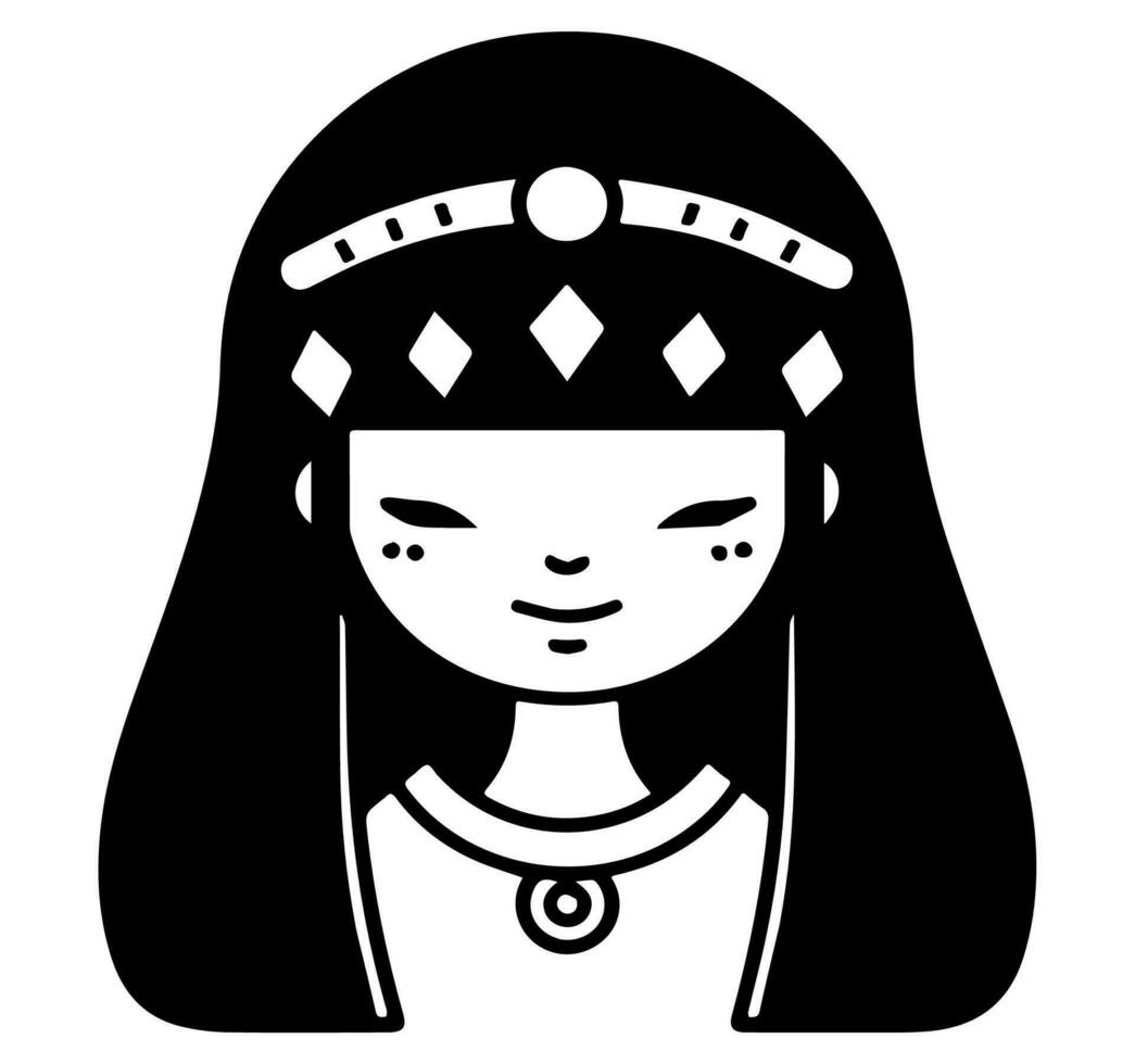 Cleopatra de koningin van oude Egypte, icoon vector, schattig tekenfilm. vector