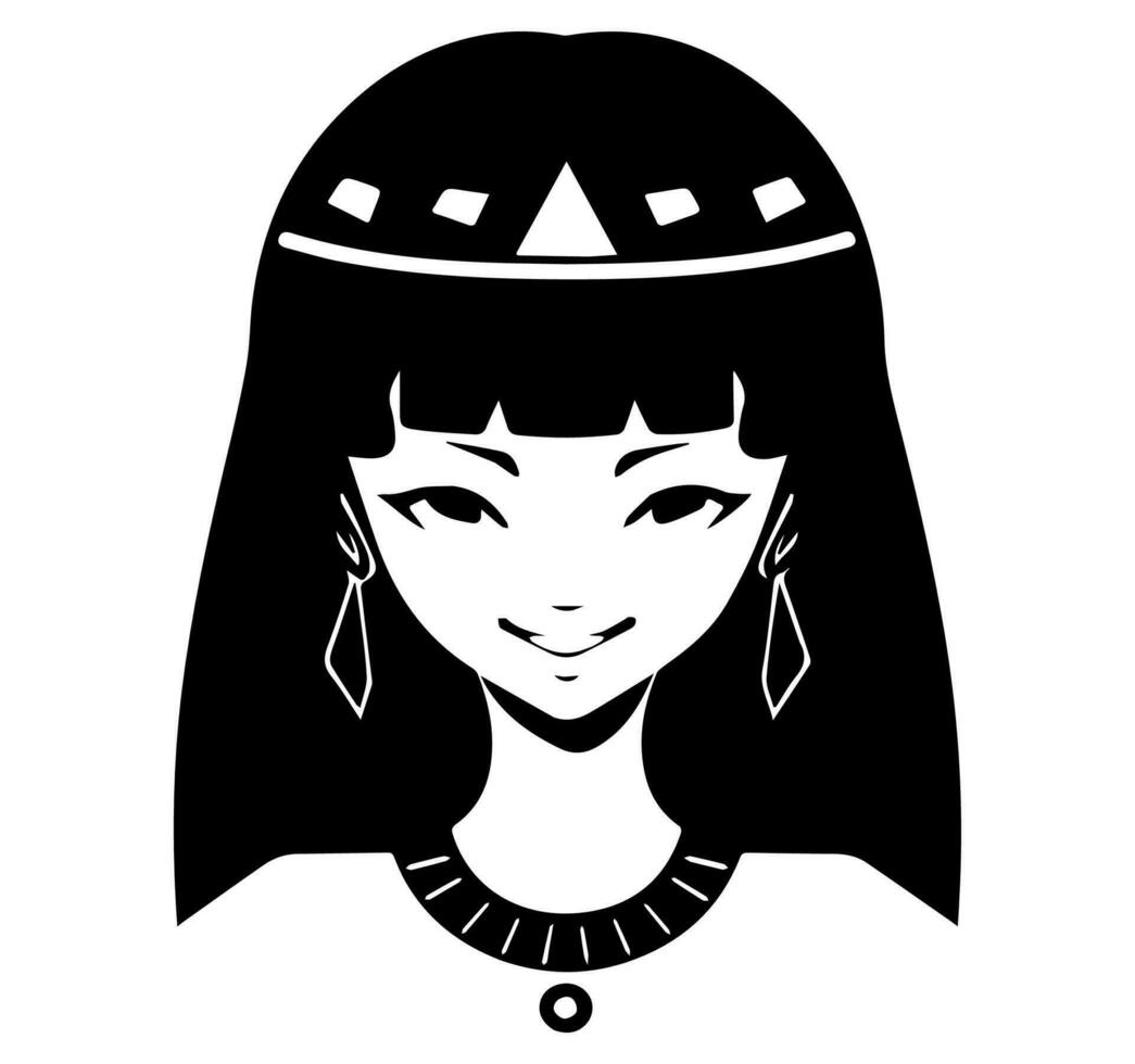 Cleopatra de koningin van oude Egypte, icoon vector, schattig tekenfilm. vector