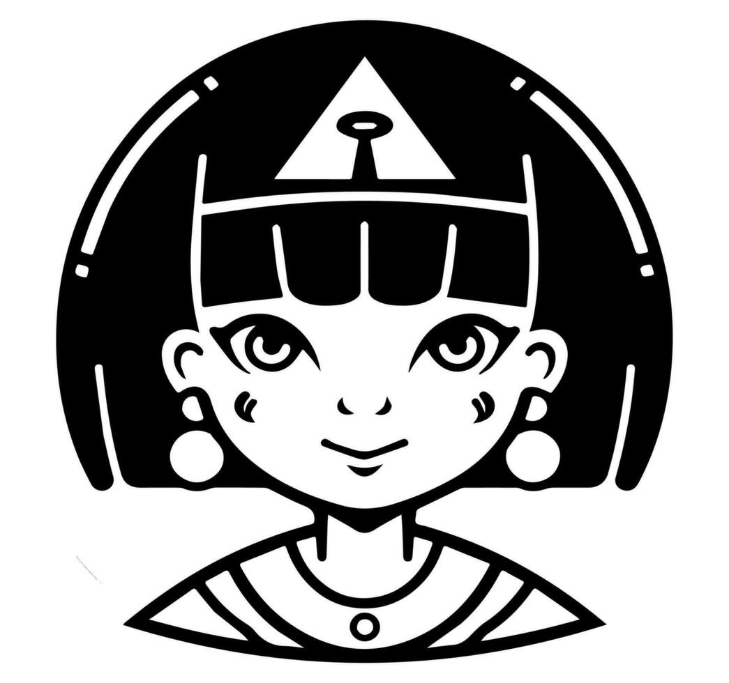 Cleopatra de koningin van oude Egypte, icoon vector, schattig tekenfilm. vector