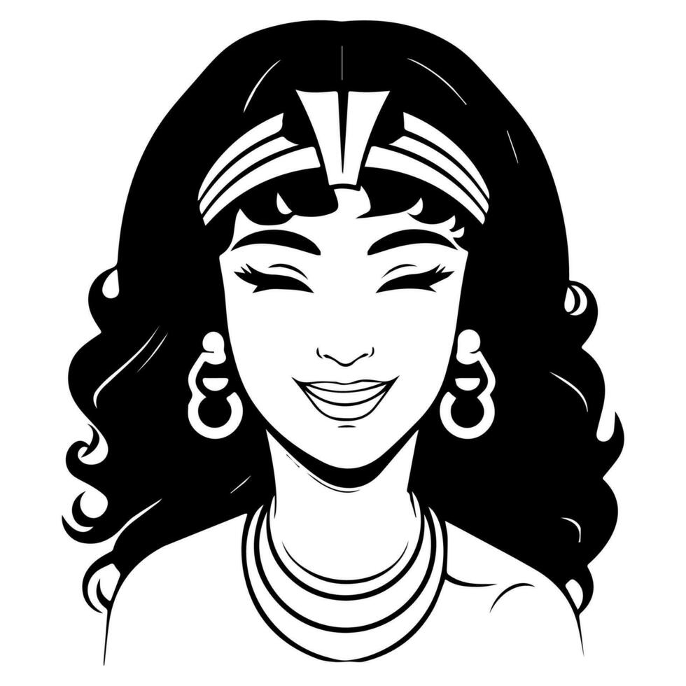 Cleopatra de koningin van oude Egypte, icoon vector, schattig tekenfilm. vector