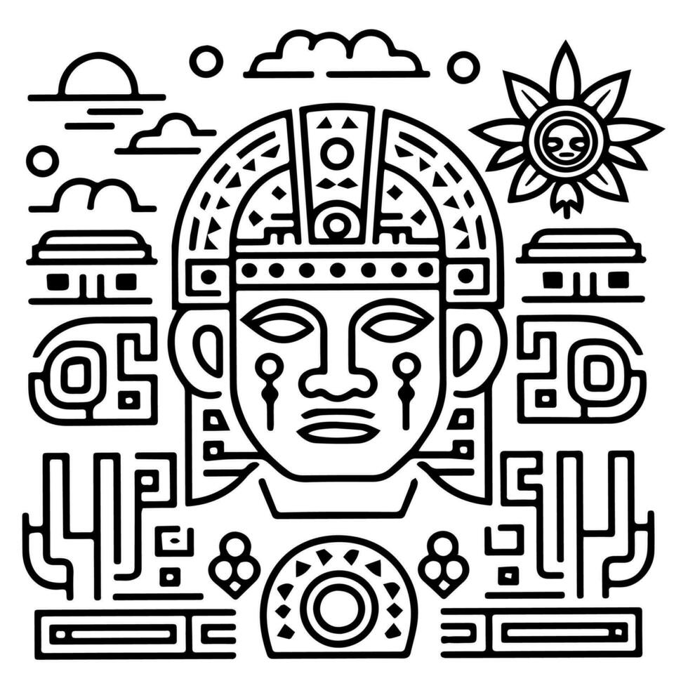 aztec mayan totem tatoeëren vector icoon