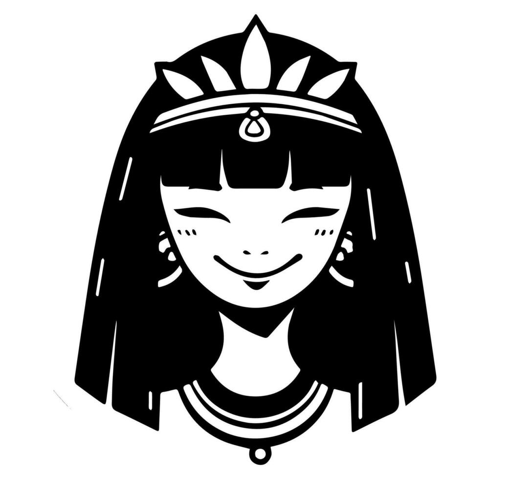 Cleopatra de koningin van oude Egypte, icoon vector, schattig tekenfilm. vector