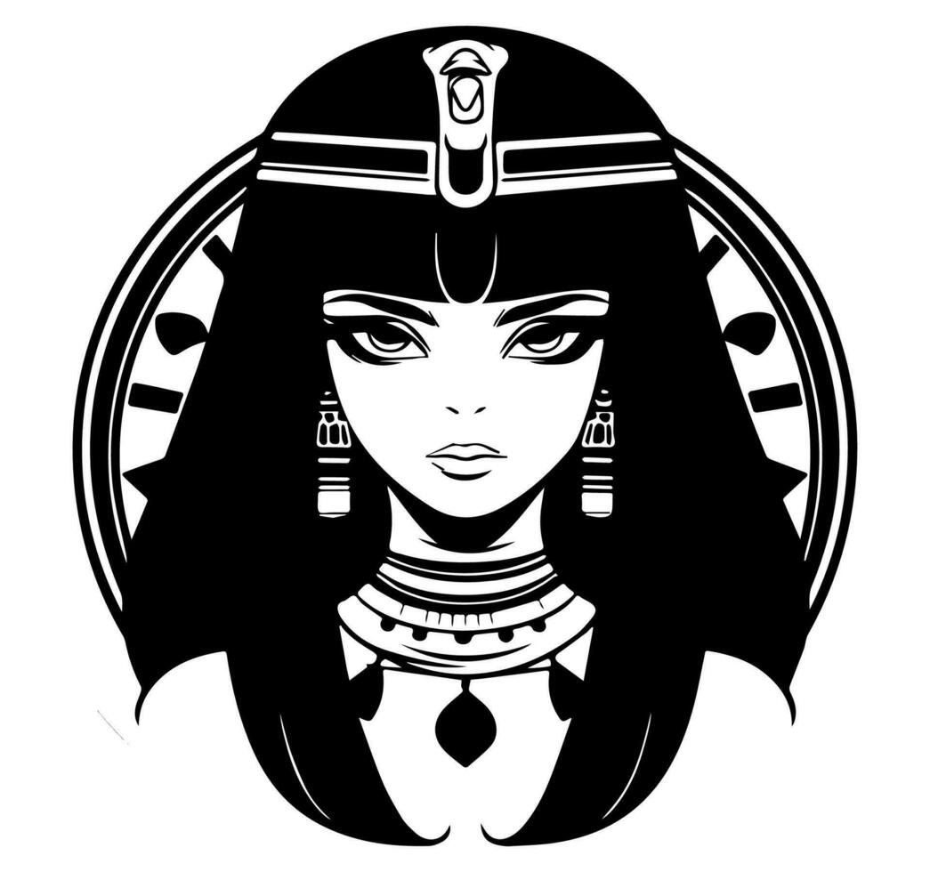 Cleopatra de koningin van oude Egypte, icoon vector, schattig tekenfilm. vector