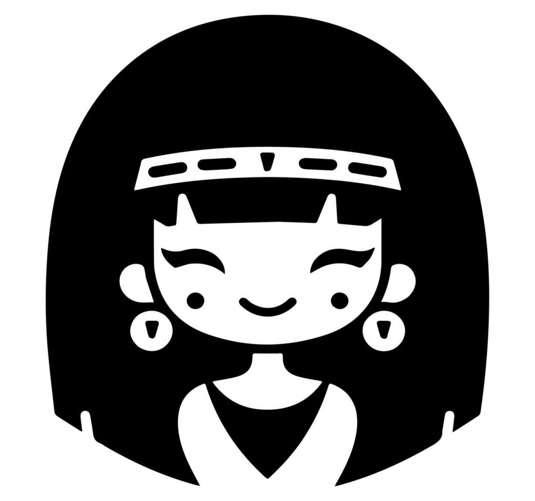 Cleopatra de koningin van oude Egypte, icoon vector, schattig tekenfilm. vector