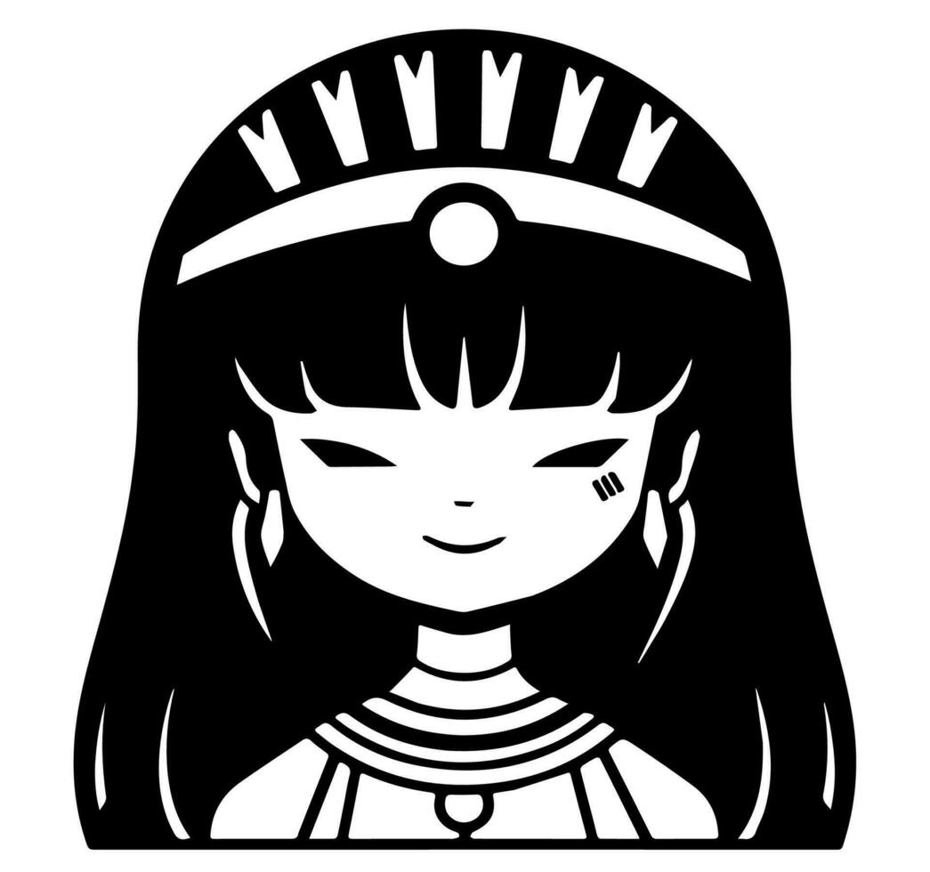 Cleopatra de koningin van oude Egypte, icoon vector, schattig tekenfilm. vector