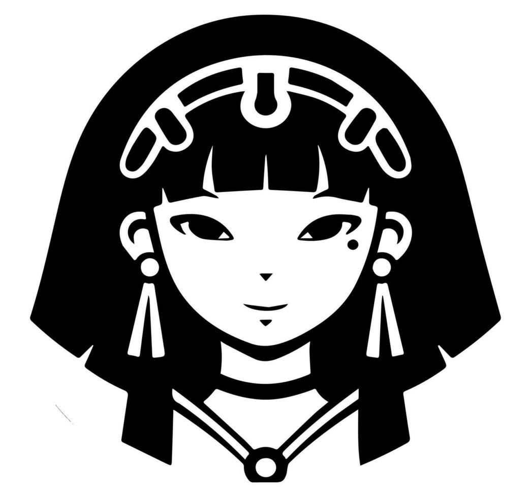 Cleopatra de koningin van oude Egypte, icoon vector, schattig tekenfilm. vector