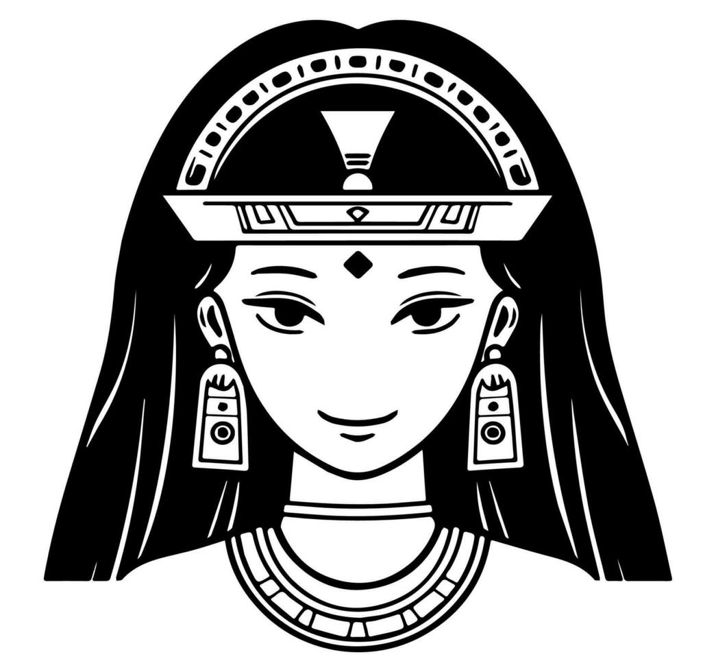 Cleopatra de koningin van oude Egypte, icoon vector, schattig tekenfilm. vector